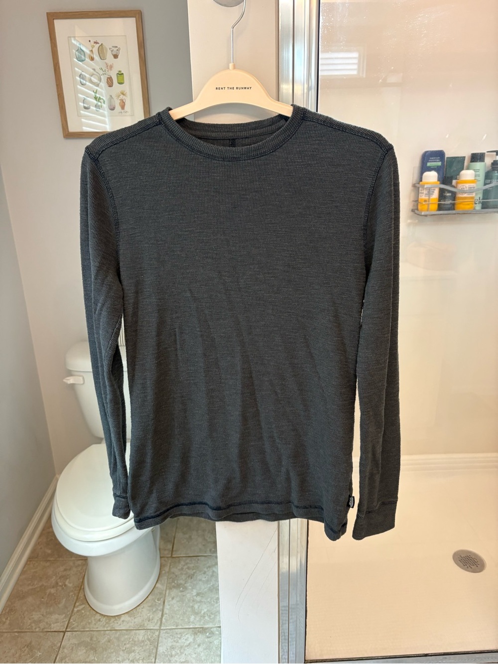 Banana Republic Men's Long-Sleeve Waffle Knit Shirt - Charcoal